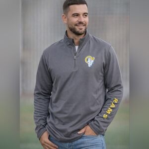 Gray Quarter-Zip Pullover with Rams Logo